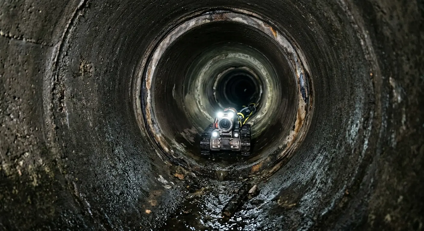 Robotic sewer camera inspecting pipe interior for Sewer Line Repair in Jeannette